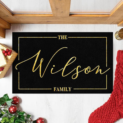 Custom Doormat with Family Name - Personalized Entryway Door Mat Front Door Mat for Outdoor Decor Entrance Mat Housewarming Gift with Anti-Slip Backing Design05