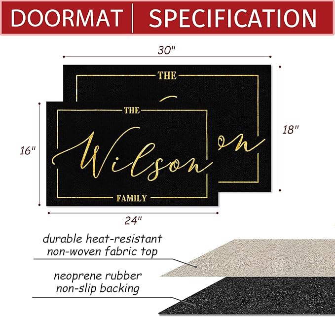 Custom Doormat with Family Name - Personalized Entryway Door Mat Front Door Mat for Outdoor Decor Entrance Mat Housewarming Gift with Anti-Slip Backing Design05