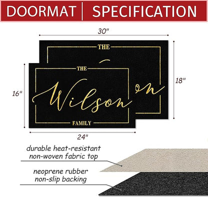 Custom Doormat with Family Name - Personalized Entryway Door Mat Front Door Mat for Outdoor Decor Entrance Mat Housewarming Gift with Anti-Slip Backing Design05