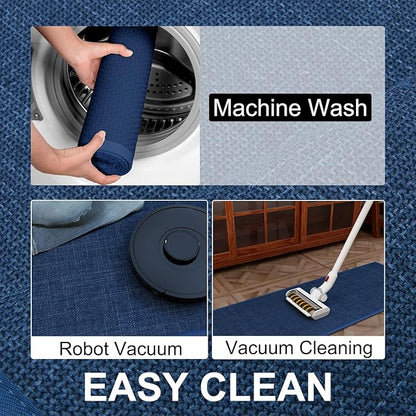 Kitchen Mat, Cushioned Non Slip Rugs for Kitchen Floor, Absorbent Runner Comfort Standing Mats Washable for Kitchen, Office, Home (Dark Blue, 35.4"x71")