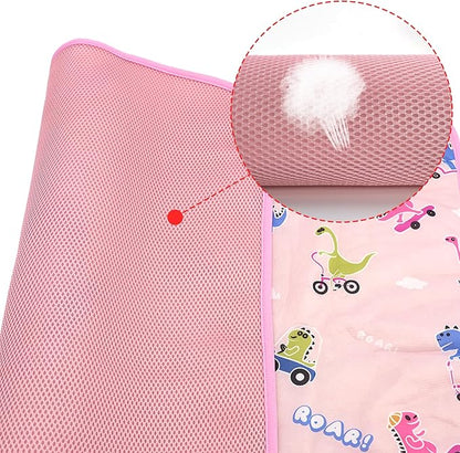 NACOCO Summer Pet Cooling Mat - Cat Dog Cushion Pad Sleeping Cool Dinosaurs Comfortable Soft for Pets Kids and Adults (Pink Dinosaur, S)