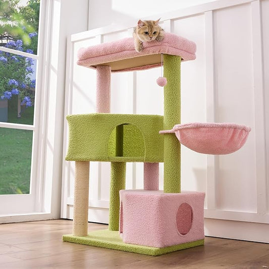 Gardner Pet 41" Cat Tree for Medium-Large Cats, Heavy Duty Cat Trees Pink Cat Towers with 2.8in Posts, Easy to Assembly