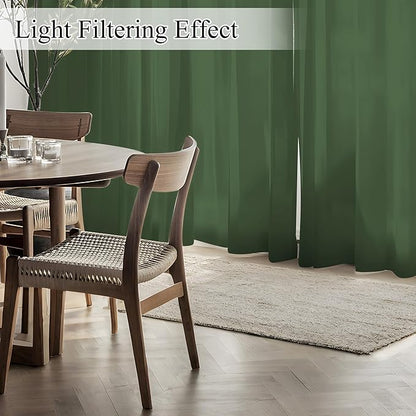 NICETOWN Non-See-Through Dark Green Sheer Curtains 84 inches Long 2 Panels for Living Room, 52" Wide Grommet Window Drapes for Nursery- Home Decoration Light Filtering Elegant Window Treatment