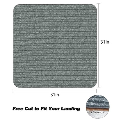 Stair Treads for Wooden Steps, Non-Slip Stair Runner Indoor Outdoor Stair Tread Mats Covers Pads, 31" x 31"Matching Staircase Step Runner for for Elders, Kids and Dogs (31" X 31", Light Grey)
