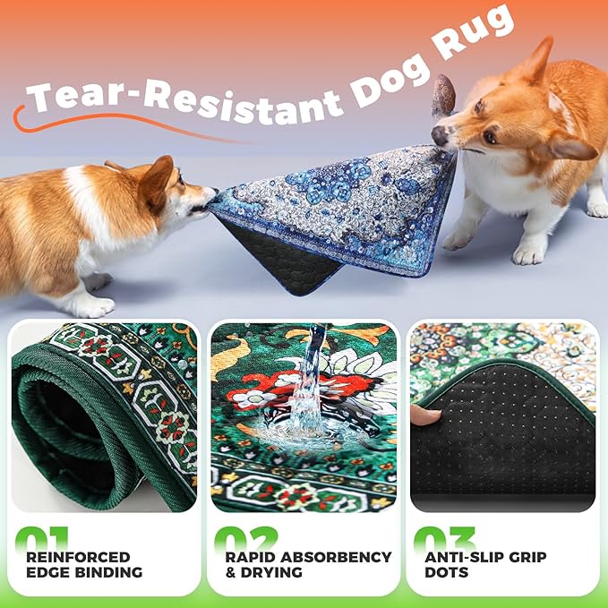 Hompet 2 Pack Super Absorbent Dog Door Mat for Muddy Paws, Washable Pee Pads for Dogs, Reusable Puppy Training Pads, Quick Dry Non-Slip Pet Entryway Rug, Leak-Proof Potty Pad for Indoor Floors 18x28