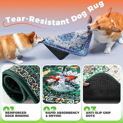 Hompet 2 Pack Super Absorbent Dog Door Mat for Muddy Paws, Washable Pee Pads for Dogs, Reusable Puppy Training Pads, Quick Dry Non-Slip Pet Entryway Rug, Leak-Proof Potty Pad for Indoor Floors 28.5x60
