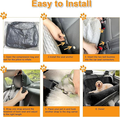 Sephyroth Dog Car Seat for Large Dogs Under 100LBS,Dog Car Bed Washable Pet Travel Safety-Black