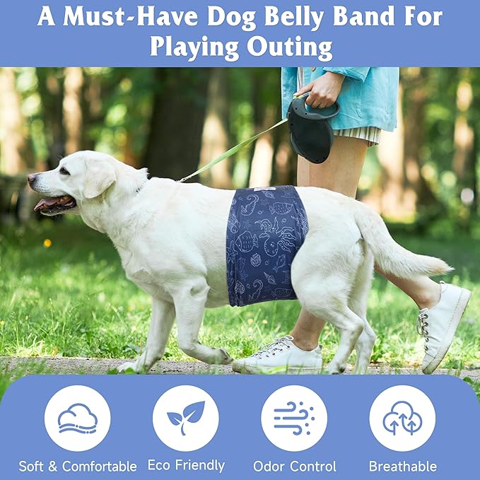 5 Pack Dog Diapers Male Reusable, Premium Belly Bands for Male Dogs, High Absorbing Dog Pee Wraps for Doggie in Incontinence or Excitable Urination and Training Hawaii S