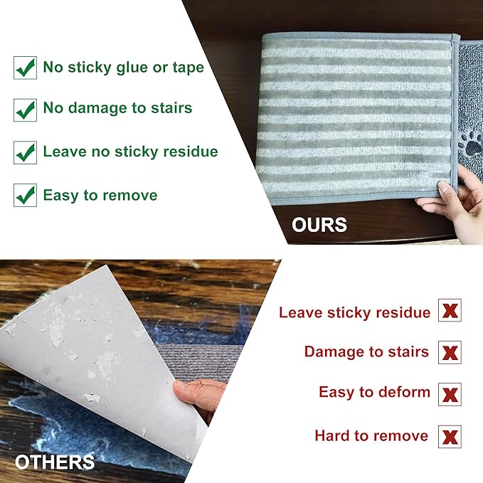 BEQHAUSE Stair Treads for Wooden Steps 28inX9in, Non Slip Carpet Stair Treads Indoor Stair Runners Machine Washable, Soft Stair Rugs Mat Surface Polyester TPE Backing, 4pcs, Grey