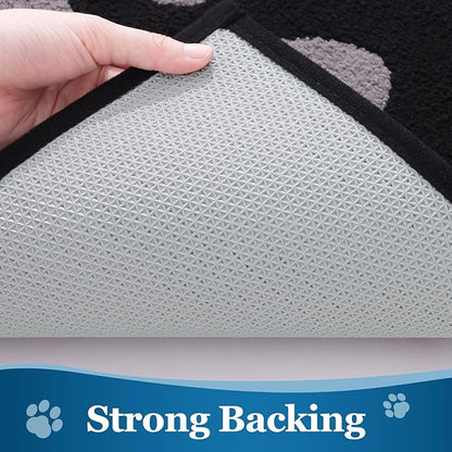 Buganda Dog Door Mat for Muddy Paws, Absorbent Dirt Trapper Washable Indoor Doormats, Non Slip Low-Profile Mud Mat for Dogs, Front Entrance Doormat for Inside Floor (36x24 Inches, Black and Grey)