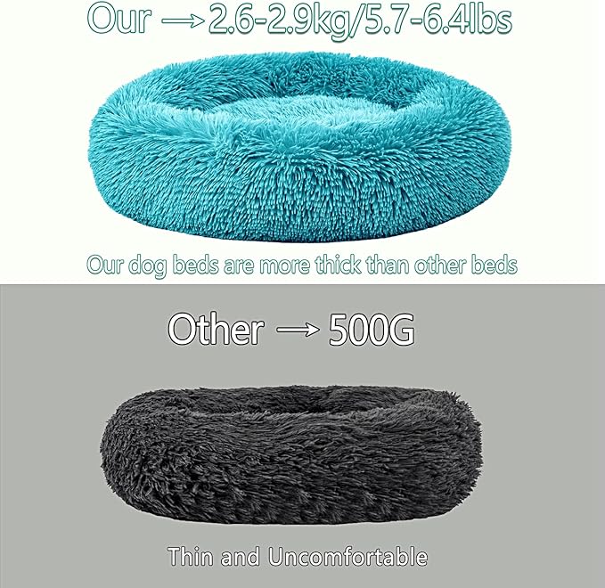 Calming Dog Bed for Big Dogs, 39'' Round Anti-Anxiety Warm Fluffy Plush Faux Fur Bed, Soft Anti-Slip Donut Washable Big Pet Bed, Cozy Big Dogs Bed, Fits up to 100 lbs Pets