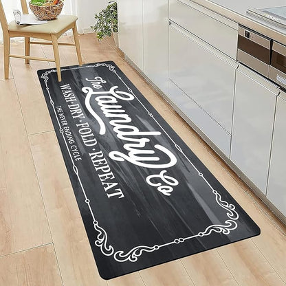 Pauwer Laundry Room Rug Runner 20"x48" Waterproof Rubber Laundry Mat Non Slip Kitchen Mats for Floor Washable Floor Mat Runner Rug for Farmhouse Mudroom Washroom Bathroom Decor