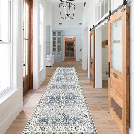HY HAO YUN LAI Non Slip Runners for Hallways,Washable Rug,Long Ultra Soft Kitchen, Non Shedding Accent Farmhouse (Grey, 2 X 10)