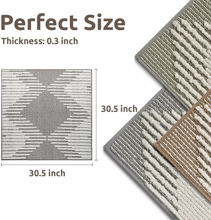 PADOOR Stair Treads Landing Mat Non Slip for Wooden Steps Indoor, 3D Peel and Stick Stair-Carpet Treads Washable Reusable Adhesive Stair Rugs for Kids and Dogs 31"x31" Grey