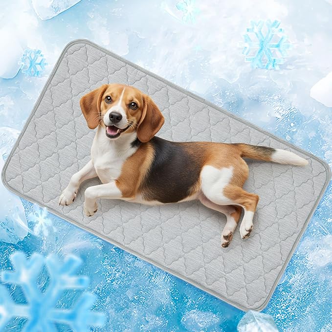 LOOBANI Dog Cooling Mat 48"x28"- Dog Cooling Pad Durable, Cool Blanket Machine Washable, Large Pet Cool Mat for Outdoor, Indoor (Grey, 48"x28")