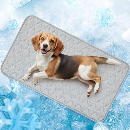 LOOBANI Dog Cooling Mat 48"x28"- Dog Cooling Pad Durable, Cool Blanket Machine Washable, Large Pet Cool Mat for Outdoor, Indoor (Grey, 48"x28")
