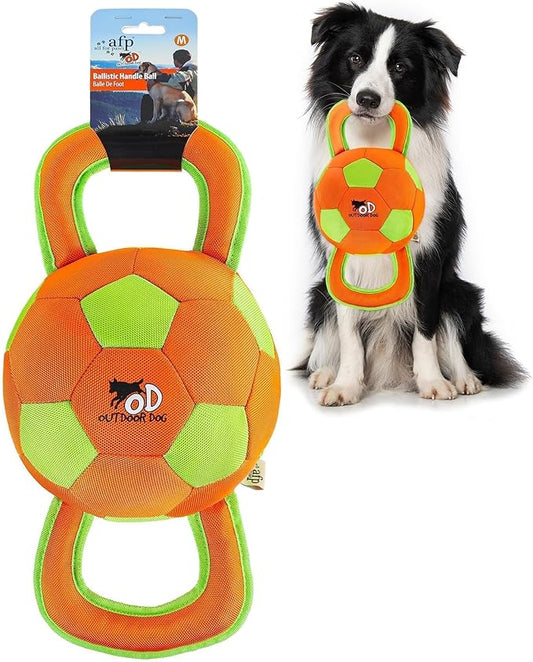 ALL FOR PAWS Dog Ball with Handles, Dog Toy with Squeaker, Interactive Tug of War Ball Toy for Medium and Large Dogs,15.7 x 7.9 x 7.9 Inch