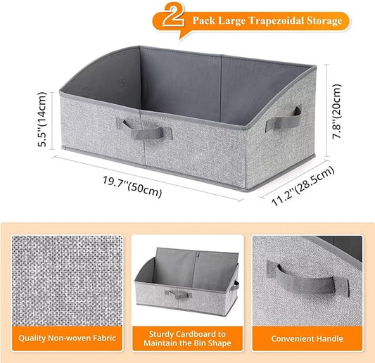 2 Pack Dog Toy Basket, Collapsible Cat Dog Toy Bin with Handles, Fabric Trapezoid Dog Toy Box Storage for Pet Dogs Toys,Blankets,Clothes and Accessories (Gray)