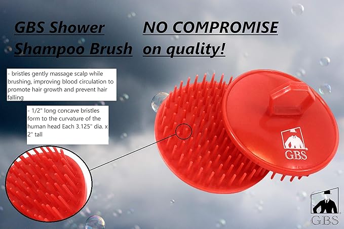 G.B.S Red Scalp Massager Shampoo Brush for Deep Cleaning Men's Hand Brush Plastic Growth Beard Brush Pet Grooming Round Palm Brush