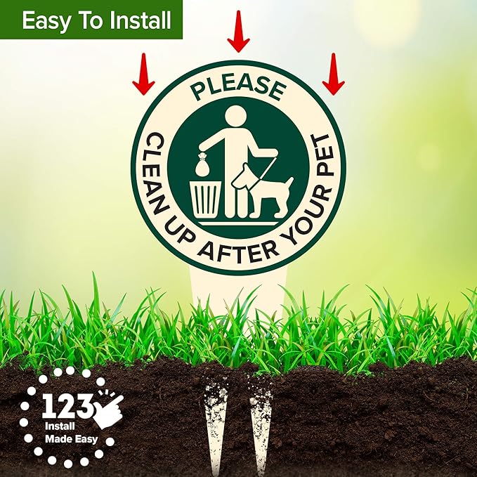 Please Clean Up After Your Pet Sign 7"x13", Heavy Duty Integrated Ground Stakes, No Poop Lawn Sign, Indoor/Outdoor Use, Rust Free Aluminum Composite, Made in USA by My Sign center