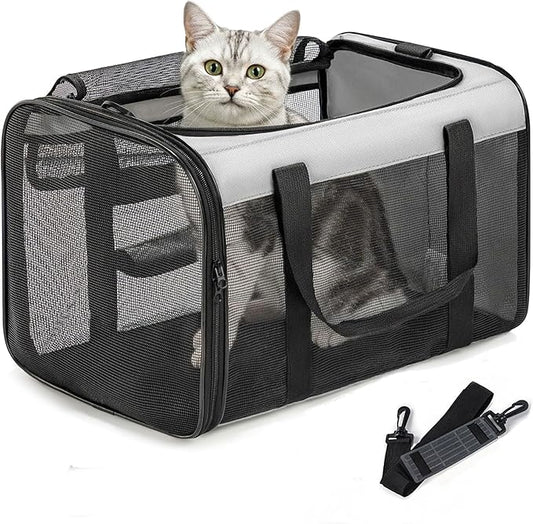 Soft-Sided Cat Carrier for Small-Medium Cats, Puppies up to 15 Lb, Airline Approved