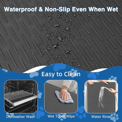 Dog Grooming Table Mat Pad Non Slip, Multipurpose Soft Pet Grooming Table Mats at Home, 28 x 19.7 Inch Silicone Durable Anti-Fatigue Groomer Mats Paw Protection Easy-Clean Cat Dog Bath Mat (Black)
