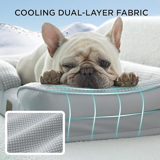 Bedsure Orthopedic Dog Bed Medium Size Dogs - Washable Medium Dog Cat Bed Waterproof, Comfort Pet Couch Sofa with Washable Removable Cover, Pets Bed with Nonskid Bottom, Cooling Grey, 28"