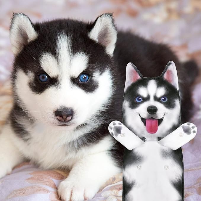 AGRIMONY Funny Husky Dog Puppy Hand Towels for Kitchen Bathroom - Dog Mom Dad Gifts for Women Men- Easter Mothers Fathers Days Valentines Day Housewarming Gifts for Animal Lovers