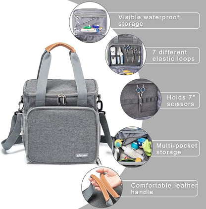 Pet Grooming Bag, Dog Grooming Supplies Organizer Tote Bag, Perfect for Pet Grooming Tool Kit Accessories-Grey