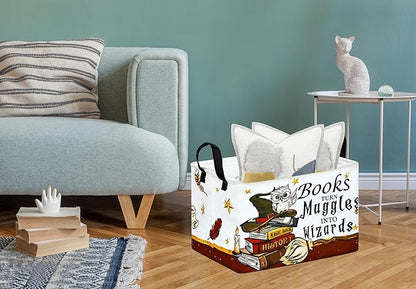 Kids Reading Book Storage Basket Book Organizer for Nursery Classroom Gifts Toys Storage Bin/Dorm/Kitchen/Pet/Office/Closet/Shelf/Room Decor Storage