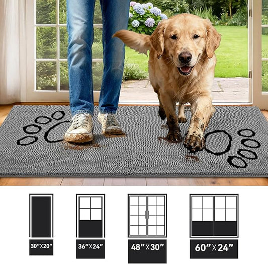 Bcoimo Super Absorbent Dog Door Mat, 60"*24" Anti Slip Mat for Muddy Paws, Pet Rugs for Dirty Paws Washable That Absorbs Moisture and Dirt, for Dog Cage and Pet Resting Carpet