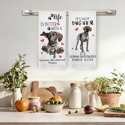 Funny German Shorthaired Pointer Kitchen Towels Set of 2, Dog Hand Towels for Bathroom Kitchen Decor, German Shorthaired Pointer Gifts, Gift forDog Moms Lovers Dishcloths Dish Towel 16X24 Inches