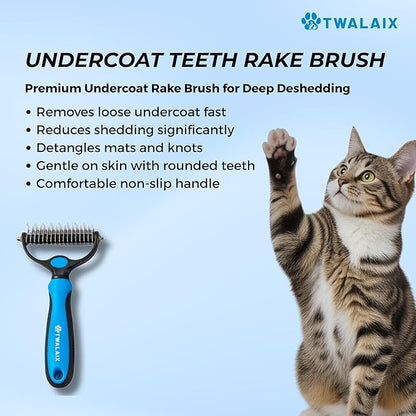 8 in 1 Pet Grooming Kit for Dogs & Cats – Deshedding Brush, Undercoat Rake, Slicker Brush, Nail Clipper, Scissors & Bath Brush for All Coat Types