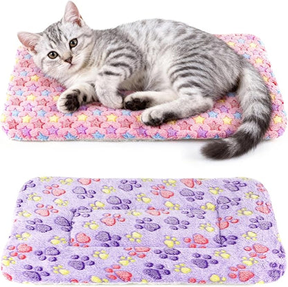 2 Pack Cat Blankets for Indoor Cats, Ultra Soft Reversible Mat, Fluffy Flannel Blanket for Small Dogs and Cats, Washable Pet Pad