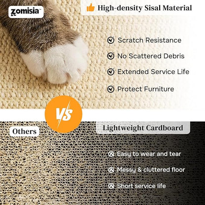 ZOMISIA Cat Scratcher with Ball Track Toy, Sisal Scratch Pad for Indoor Adult Cats, Wooden Interactive Cat Puzzle Toys for Kitten Mental Stimulation Self Play Home Enrichment