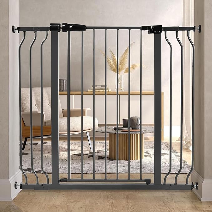 BalanceFrom Easy Walk-Thru Baby and Pet Safety Gate with Hold-Open and Auto-Close – Adjustable Steel Barrier for Stairs, Doorways, and Hallways, No Drilling Installation