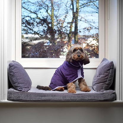 Lucky Pooch® Dog Robe - Luxurious Dog Bathrobe - Ultra Absorbent Dries Your Dogs in Minutes! Double-Layer, Super Soft Towel and Bath Robe All in One (M, Aubergine)