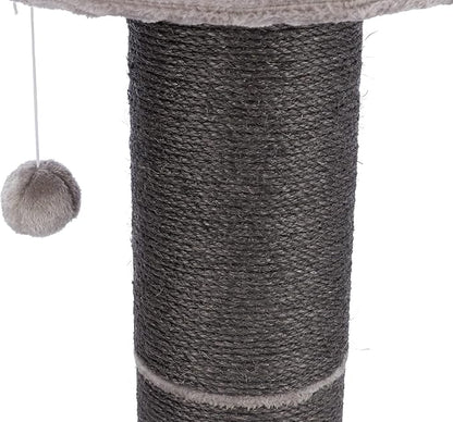 TRIXIE Pepino Cat Scratching Post 35 Inch - Cat Scratcher with Soft Fabric Covering Base and Durable Sisal Rope - with Platform Bed & Dangling Cat Toy - in Gray