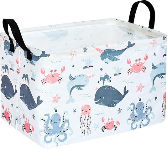 Baby Storage Basket Cute Gifts Basket Toys Organizer Waterproof Kids Hamper Nursery Bins Women Storage Cube for Home/Dorm/Kitchen/Pet/Office/Closet/Shelf/Room Decor