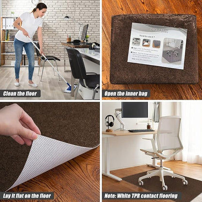 Sycoodeal Office Chair Mat for Hardwood Floor,Office Computer Gaming Chair Mat for Tile Floor,Large Floor Protector Rug,Anti-Slip,Easy to Clean,Coffee(48"x60")