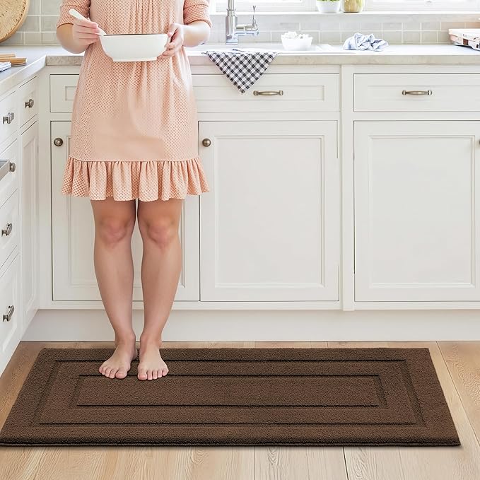 GRANNY SAYS Kitchen Mats for Floor Resist Dirt Kitchen Rugs Non Slip Washable, Long Rug Runner for Sink Laundry Thick Durable Polypropylene Comfort Standing, 47" x 20", Dark Brown