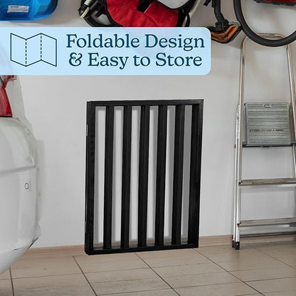 Pet Gate - 3-Panel Indoor Foldable Dog Fence for Stairs, Hallways, or Doorways - 54x24-Inch Wood Freestanding Dog Gates by PETMAKER (Black)
