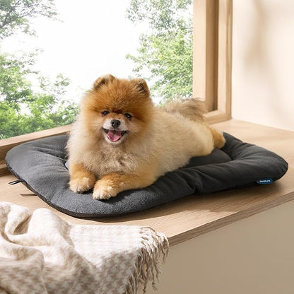 Bedsure Washable Dog Crate Pad for Small Dogs, Anti-Slip Puppy Kennel Dog Bed for Crate - Ultra Soft Fleece Flat Thin Pet Mat (Not Chew Proof), Grey 23"x17"