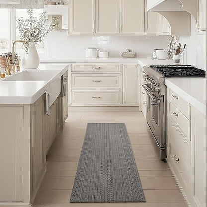 Runner Rug – Boho 2x6 ft Hallway Runner Rug Washable Non-Slip Entryway Rug with Rubber Backing, Grey, Machine Washable, Durable Hand-Woven Design for Home & Kitchen