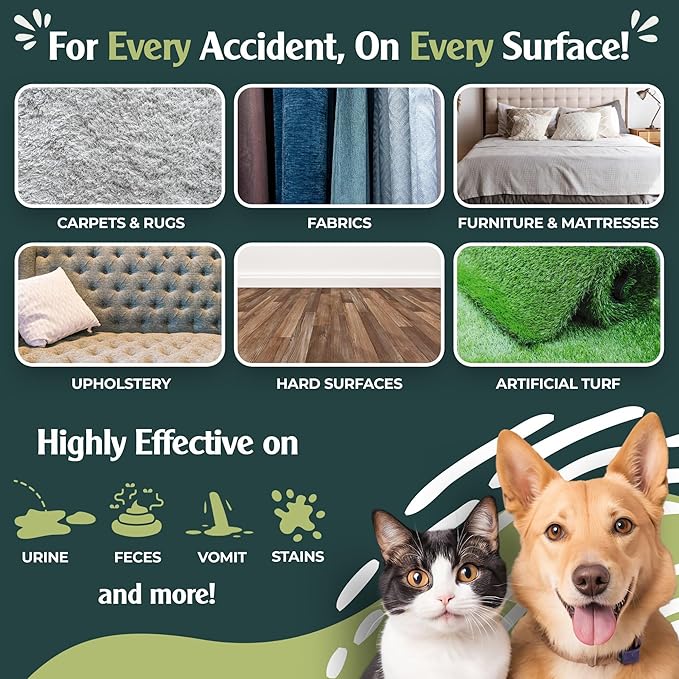 Sprinkle & Sweep: Pet Stain & Odor Enzyme Spray - 24oz, 2 Pack - No Scrubbing Concentrated Formula, Dog & Cat Urine Destroyer, Carpet Spot Cleaning