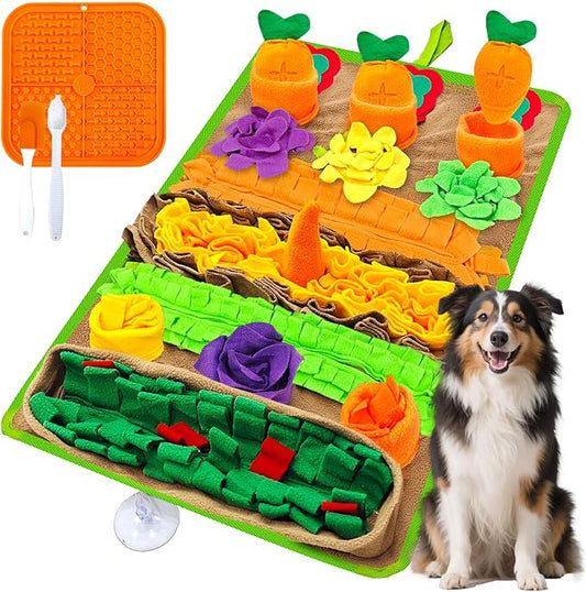 Snuffle Mat for Dogs Large Breed and Lick Mat Set, Interactive Dog Enrichment Puzzle Toys for Puppy Small Medium Large Dogs Cats, Cognitive Sniff Foraging Mats Slow Feeding Mental Stimulation