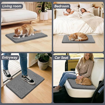 Bcoimo Super Absorbent Cat Door Mat, 24"*17" Anti Slip Mat for Muddy Paws, Pet Rugs for Dirty Paws Washable That Absorbs Moisture and Dirt, for Cat Cage and Pet Resting Carpet