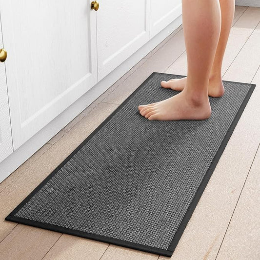 Kitchen Mat 1 PCS, Cushioned Non Slip Rugs for Kitchen Floor, Absorbent Runner Comfort Standing Mats Washable for Kitchen, Office, Home, 17.3"x47" (Black)