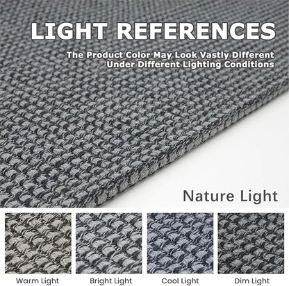 KOZYFLY Extra Long Runners for Hallways 3x14 ft Washable Kitchen Runner Non Slip Rubber Backed Hallway Rug Cotton Entryway Runner Rug Floor Carpet for Indoor Hall, Kitchen, Stair, Grey/Dark Grey