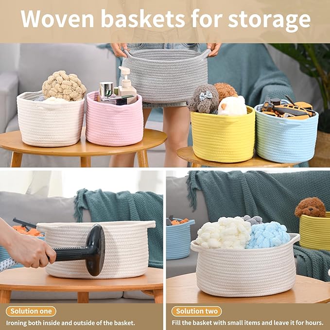 Yellow Woven Storage Basket with Handle – Versatile DIY Gift Basket for Valentine's Day, Baby Shower, Burr, Fundraisers – Decorative Organizer for Baby Toys, Pets & Home Storage